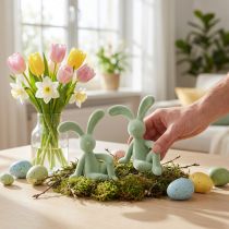 Artikel Decoratieve paashaasfiguur voor stijlvolle huisdecoratie en Pasen, 22 cm, 2 stuks