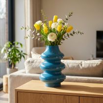 Artikel Vaas, woonaccessoire met een golvend oppervlak voor een moderne sfeer, 23 cm