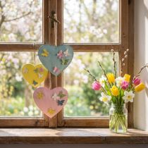 Artikel Decoratieve hartvormige hangers met vlinders voor lenteversiering, 10,5 cm, 3 stuks