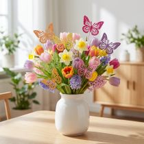 Artikel Lentedecoratie bloempluggen houten decoratieve vlinders 28cm 18 st