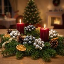 Artikel Mini kerstballen zilver, antraciet spiegelbessen Ø25mm 140 stuks