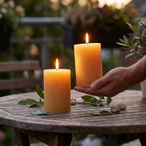 Artikel Effen honingkleurige pilaarkaarsen, 85x120mm, set van 2, decoratie voor huis &amp; tuin