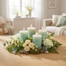 Artikel Effen kaarsen lichtgroen 60x80mm 4 st