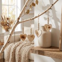 Artikel Houten harten decoratieve hanger houten decoratieve harten gebrand 8cm 6st