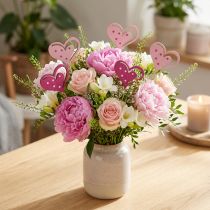 Artikel Bloemenplug Moederdag sierplug hart roze 7cm 12 st