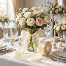 Artikel Organza lint met zelfkant 4.0cm 50m creme