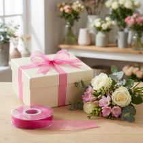 Artikel Organza lint cadeaulint roze lint zelfkant 15mm 50m