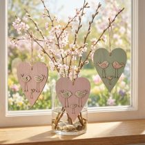 Artikel Houten hart, decoratief hart om op te hangen, hartdecoratie H16cm 6 st