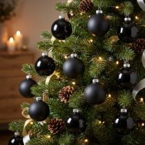 Artikel Mini kerstboombal, boomdecoratiemix, kerstballen zwart H4,5cm Ø4cm echt glas 24 st