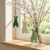 Artikel Paashazen om op te hangen, lentedecoratie, hanger, decoratieve konijntjes groen, wit 3 st