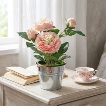 Artikel Decoratieve roos in pot, romantische zijden bloemen, roze pioenroos