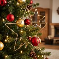 Artikel Kerstdecoratie metalen ster gouden decoratieve sterhanger 20cm 6 st