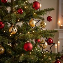 Artikel Kerstdecoratie sterhanger zwart glitter 12cm 12 st