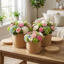Artikel Geschenkdoos rond bloembak beige Ø12.5/14.5/16.5cm set van 3