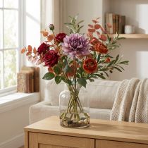 Artikel Kunstbloem Dahlia Paarse zijden bloem en knop H57cm