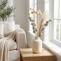 Artikel Gedroogde Craspedia-bloemen, gebleekte drumsticks, 60 cm, 10 stuks
