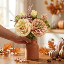Artikel Rozen kunstbloemen in bos herfstboeket crème, roze H36cm