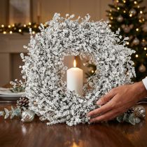 Artikel Kerstkrans Witte krans van gedroogde bloemen Vlaskruid Ø34cm