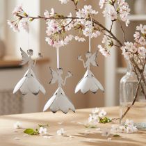 Artikel Hangende hanger elf decoratie metaal wit Ø6cm H9cm 4 stuks
