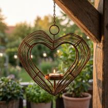 Artikel Waxinelichthouder metaal hangende decoratie roest decoratie hart 22×7×20cm