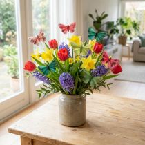 Artikel Mini vlinder op draad rood, groen 6,5cm 12 st