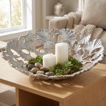 Artikel Decoratieve schaal zilver Gingko schaal metaal Ø43cm H11cm