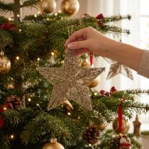 Artikel Kerstboomversiering, Adventsdecoratie, sterhanger goudkleurig B25,5cm 4 stuks