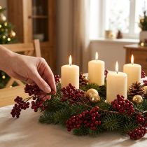 Artikel Slinger van bessen, kersttak, bes, rode winterbes L180cm