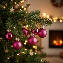 Artikel Mini glazen bollen kerstboomballen roze Ø2,5cm 22 st