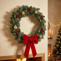 Artikel Kunstmatig bevroren sparrenkrans, wanddecoratie, Kerstmis, groene spar, glitter, Ø45cm
