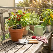 Artikel Tuingereedschapset met roestvrijstalen handhark, handschep en tuinpalen, cadeau-idee voor tuinliefhebbers
