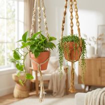 Artikel Macrame hangpot hangpot klei Ø12,5cm H75cm 2st