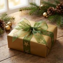 Artikel Sterlint groen goud organzalint Kerstmis B25mm L18m