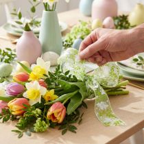 Artikel Decoratief lint met vlinders 25mm groen organzalint cadeaulint 20m