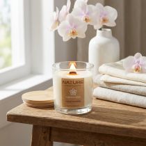 Artikel Geurkaars in een glazen natuurlijke waskaars Wild Orchid 85×70mm