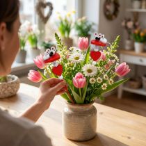 Artikel Decoratieve harten met muisjes op stokje rood 12 st