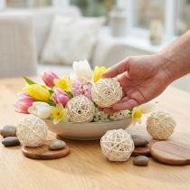 Artikel Tafeldecoratie van gebleekte rotanballen, crèmekleurig rotan, Ø5 cm, 24 stuks