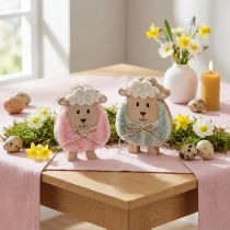 Artikel Houten schaapjes als decoratie, schattige decoratieve figuurtjes voor de lente en Pasen, tafeldecoratie, 11 cm, 6 stuks