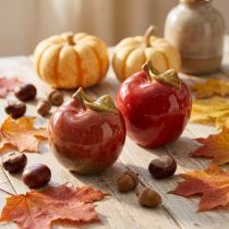 Artikel Herfstdecoratie keramiek appels tafeldecoratie rood groen H9cm 2 stuks