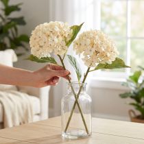 Artikel Decoratieve hortensia's kunstcrème zijden bloemen 34cm 2 stuks