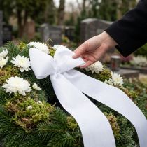Artikel Wit kranslint, 200 mm breed, rol van 25 m, rouwlint, striklint, decoratief lint voor rouwbloemen en andere gelegenheden.