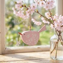 Artikel Decoratieve vogel lentedecoratie hangdecoratie hout roze 15×8,5cm