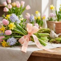 Artikel Bloemenlint lente cadeaulint abrikoos pastel 15mm 20m