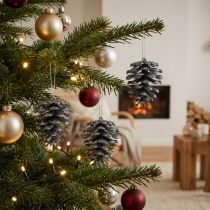 Artikel Kerstboomversiering deco kegels glitter antraciet H7cm 6 stuks