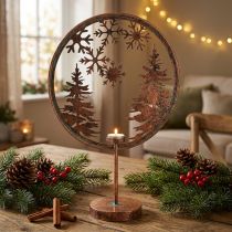 Artikel Sierring Kerst Winter voet theelichthouder bos Ø37.5cm
