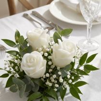 Artikel Kunstrozen witte wasrozen decoratieve rozen was Ø6cm 18 st