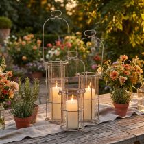 Artikel Tuinlantaarn, metalen windlicht Ø8,5 cm H23/18,5/14,5 cm 3-delige set