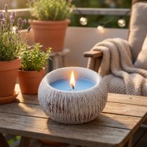Artikel Citronella Kaars Blauw Keramiek Schaal Vintage Balkon H8cm