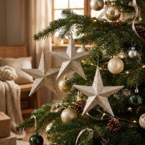 Artikel Glittersterren om champagne op te hangen Ø21cm 3st