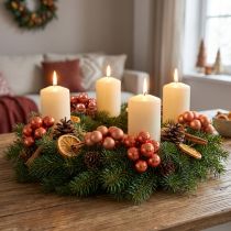 Artikel Mini kerstballen op draadglas rood oranje 2,5cm 140st